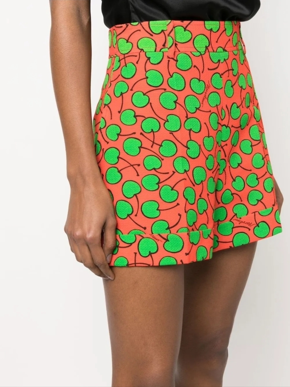MOSCHINO® Couture All-Over Cherry Print High-Waist Bermuda Shorts | Size 6